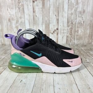 Nike Air Max 270 Black Teal Pink Lavender Women's‎ Running Shoes Size 7